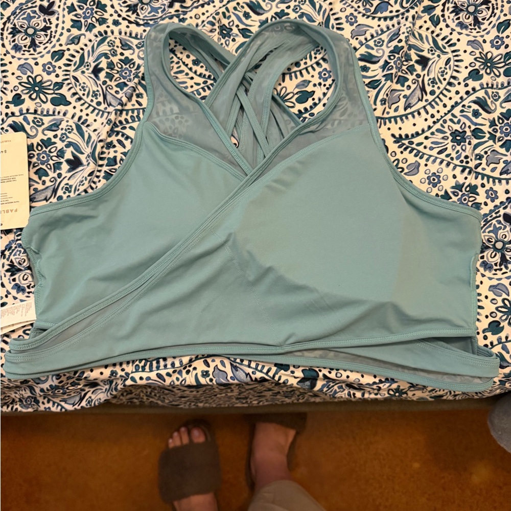 Fabletics Teal Cross-Back Sports Bra